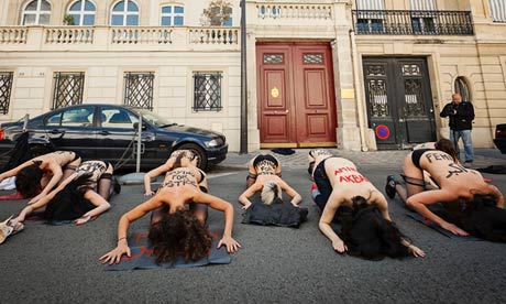 French Femen outside Tunisia embassy in Paris 5 June 2013