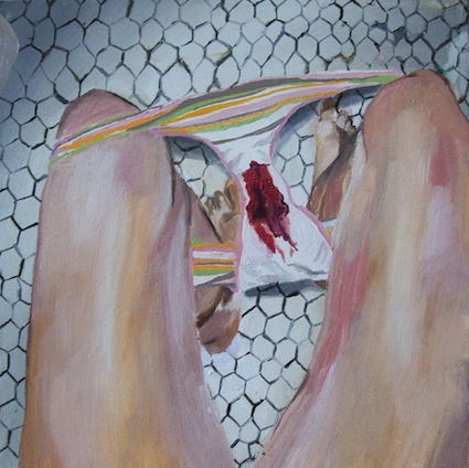 Kelsey Shwetz 'First Period' Oil on Board 12"x12" 2011